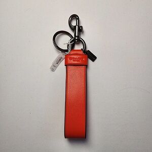 NWT COACH CH075 Large Loop Key Fob Red Orange